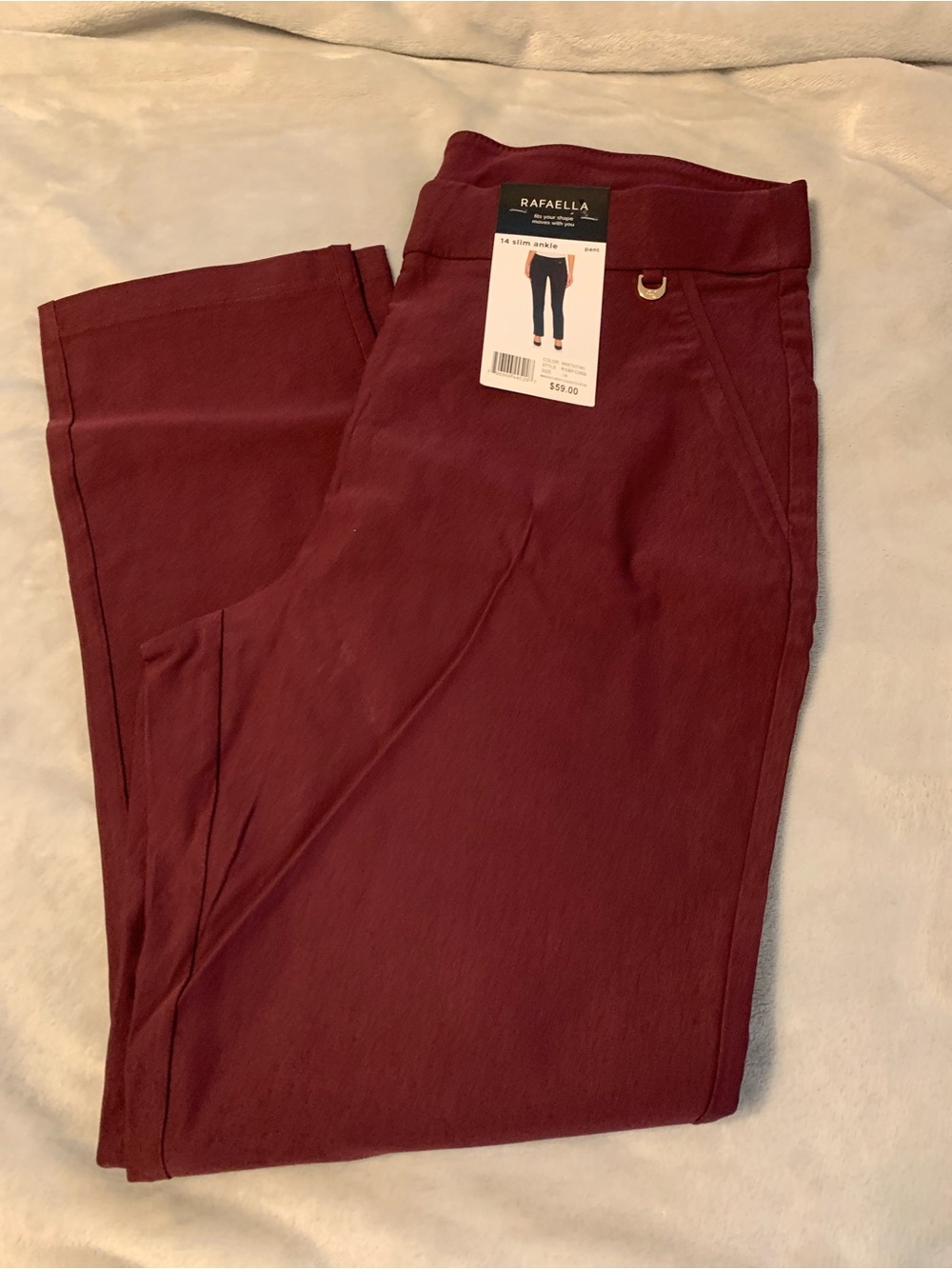 Rafaella Women's Slim Ankle Jeans - Burgundy 14 slim ankle 14
